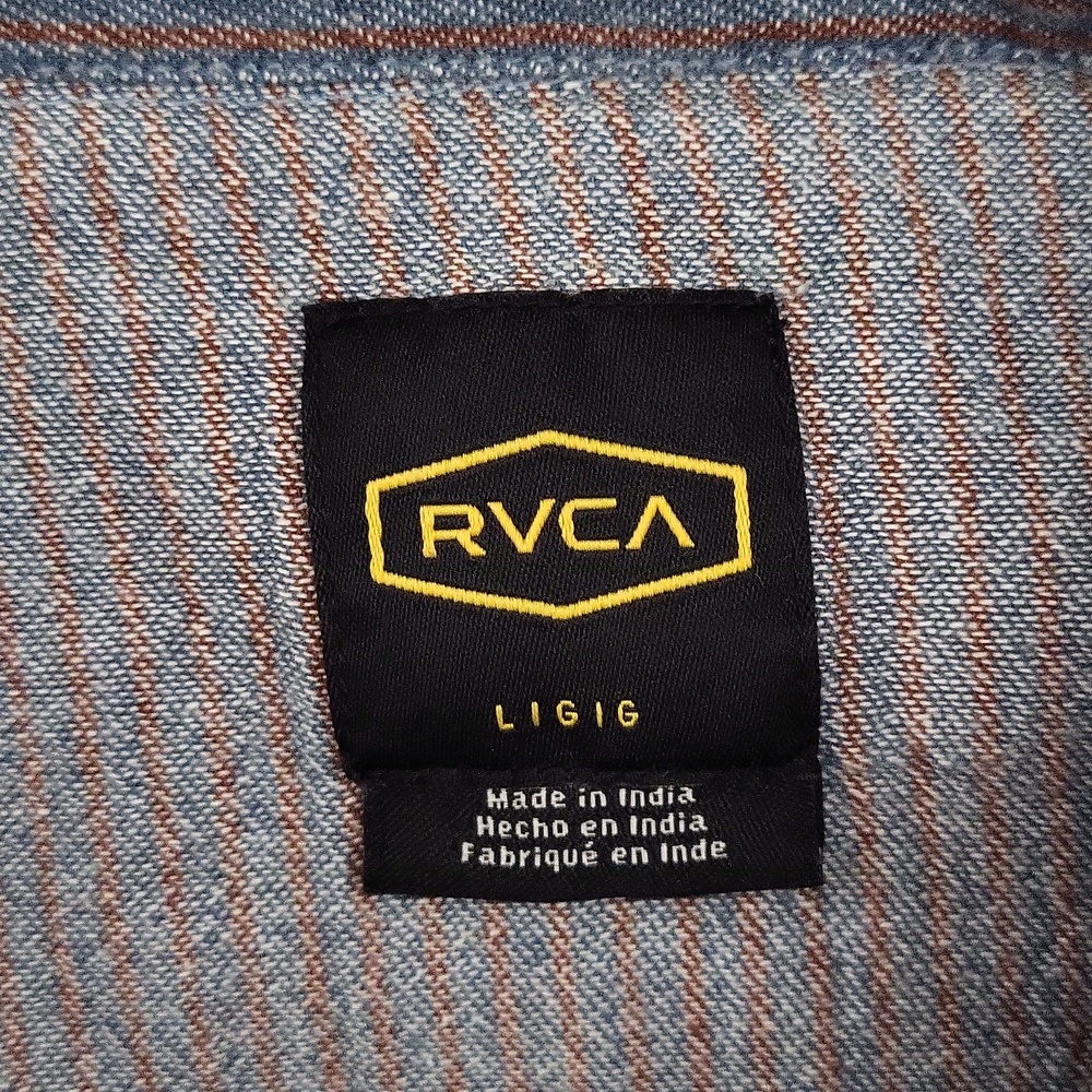 RVCA Dayshift Mens Large Striped Button Up Shirt Preppy Casual - Picture 2 of 6
